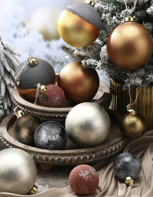 Load image into Gallery viewer, Relaxgiant 12 Pcs Neutral Brown Grey Matte Glass Christmas Ornaments 4in 2.36in
