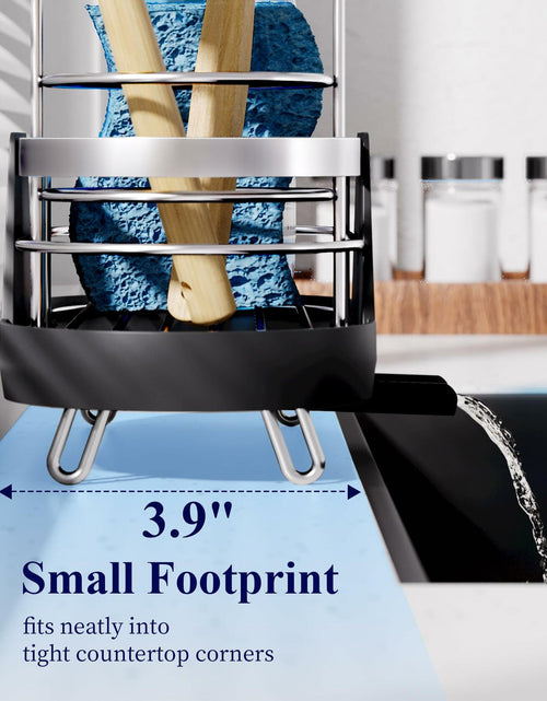 Load image into Gallery viewer, Kitsure Kitchen Sink Sponge Holder Rustproof Metal Organizer Black 7.9x3.9x5.3
