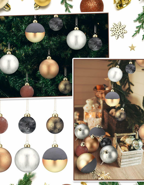 Load image into Gallery viewer, Relaxgiant 12 Pcs Neutral Brown Grey Matte Glass Christmas Ornaments 4in 2.36in
