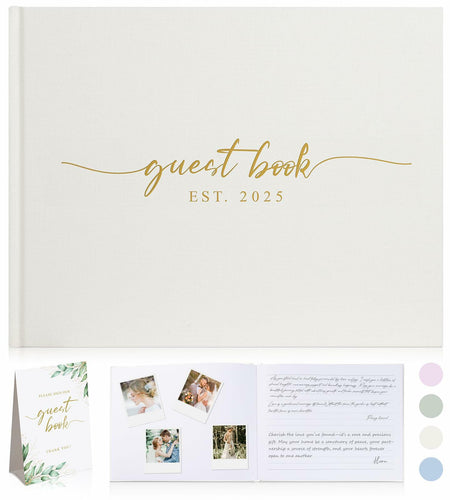 1DOT2 Wedding Guest Book 2025 Linen Photo Beige 100 Pages Acid Free Paper