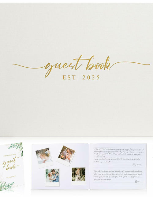 Load image into Gallery viewer, 1DOT2 Wedding Guest Book 2025 Linen Photo Beige 100 Pages Acid Free Paper
