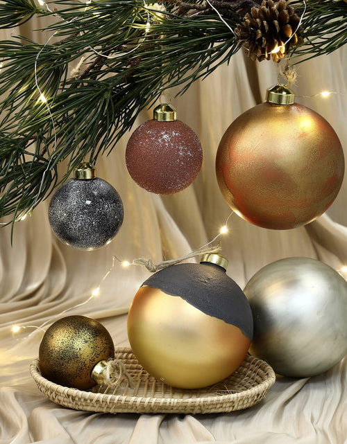 Load image into Gallery viewer, Relaxgiant 12 Pcs Neutral Brown Grey Matte Glass Christmas Ornaments 4in 2.36in
