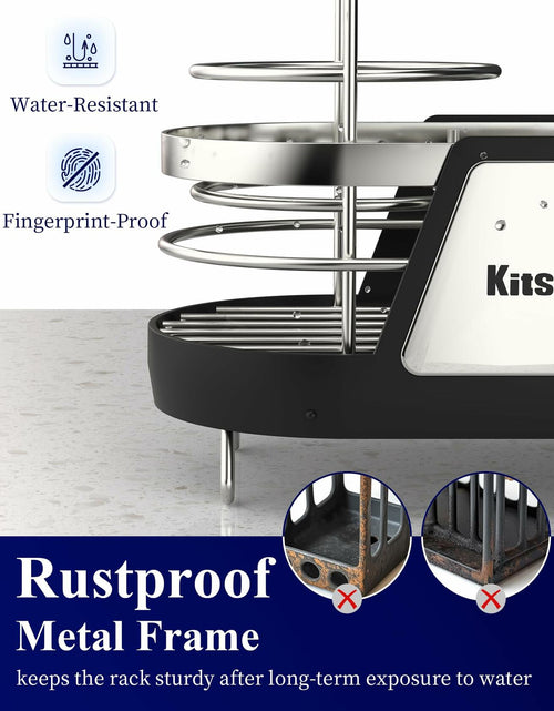 Load image into Gallery viewer, Kitsure Kitchen Sink Sponge Holder Rustproof Metal Organizer Black 7.9x3.9x5.3
