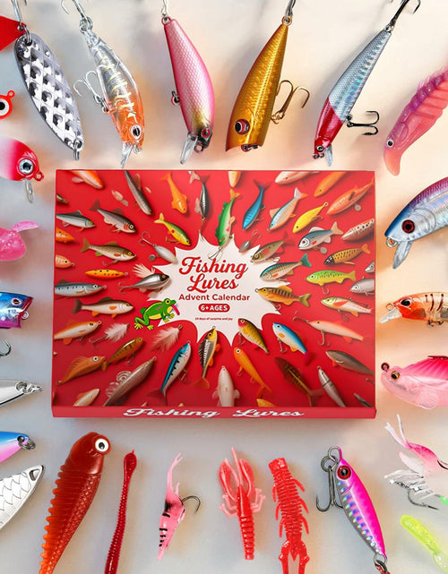 Load image into Gallery viewer, Rubypop Fishing Advent Calendar 2025 24-Day Lure Set Red Stainless Steel

