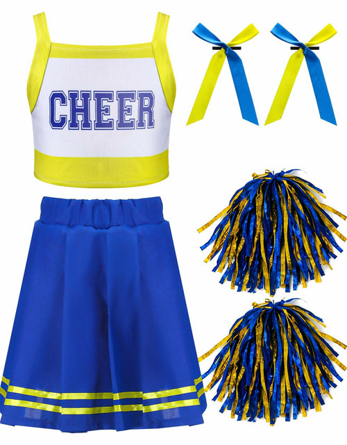 Load image into Gallery viewer, JenPen Cheerleader Dress Crop Top Skirt Bow Hair Rope Halloween Costume Size S
