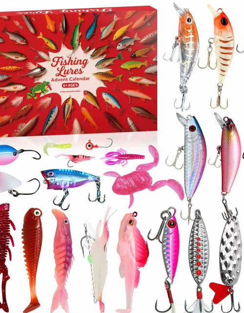 Load image into Gallery viewer, Rubypop Fishing Advent Calendar 2025 24-Day Lure Set Red Stainless Steel
