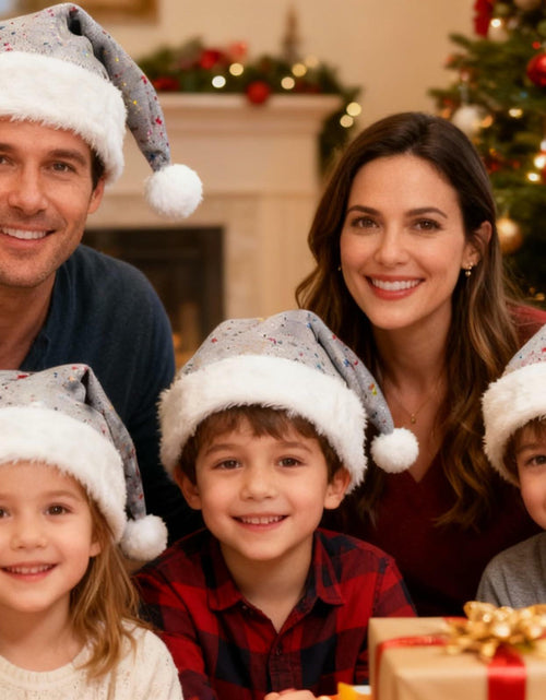 Load image into Gallery viewer, PAIDEMCF Grey Santa Hat with Glitter Stars Christmas Holiday Size Standard
