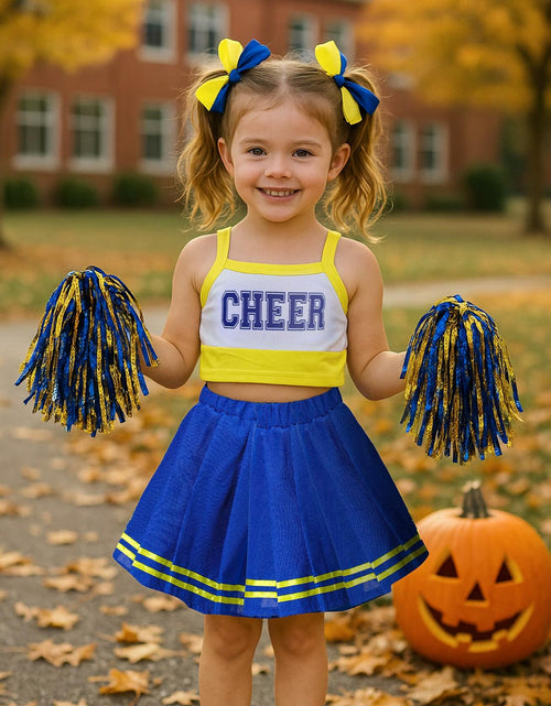 Load image into Gallery viewer, JenPen Cheerleader Dress Crop Top Skirt Bow Hair Rope Halloween Costume Size S
