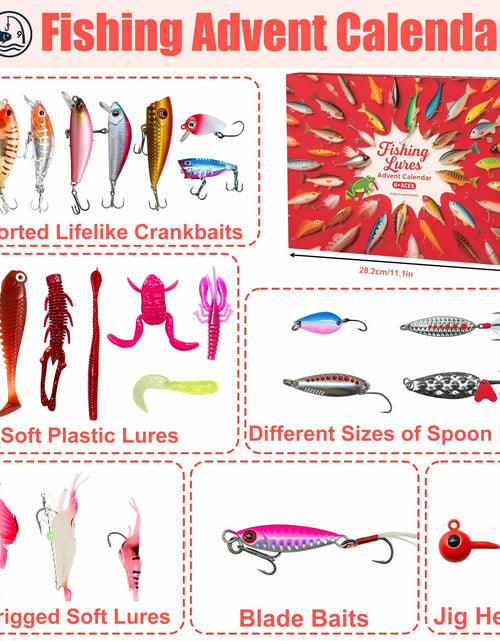 Load image into Gallery viewer, Rubypop Fishing Advent Calendar 2025 24-Day Lure Set Red Stainless Steel
