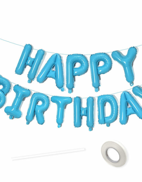 Load image into Gallery viewer, VHUWE 16in Pearl Blue Happy Birthday Balloon Banner Nylon Party Decor
