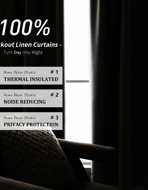 Load image into Gallery viewer, PANGSINNE 63in Blackout Linen Curtains 2 Panels Dusty Blue 52x63in
