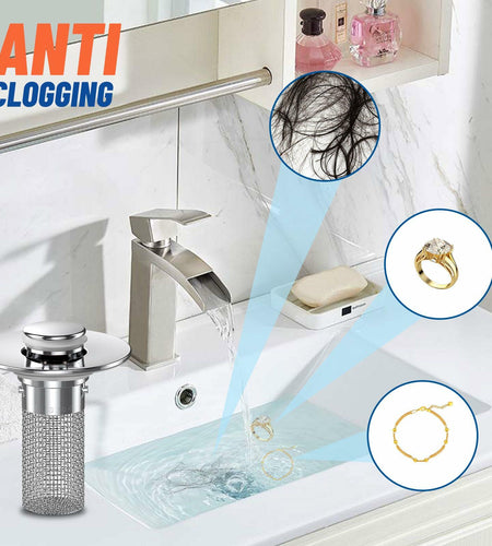Vakabiu Bathroom Sink Drain Strainer Hair Catcher Stainless Steel 2PCS
