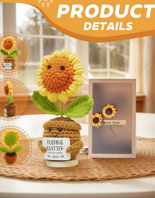 Load image into Gallery viewer, ZCLOMOLC Happy Retirement Gifts Sunflower Crochet Doll Decoration Yellow
