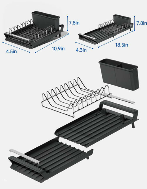 Load image into Gallery viewer, TOOCA BEAR Expandable Small Dish Drying Rack with Cutlery Holder Gray
