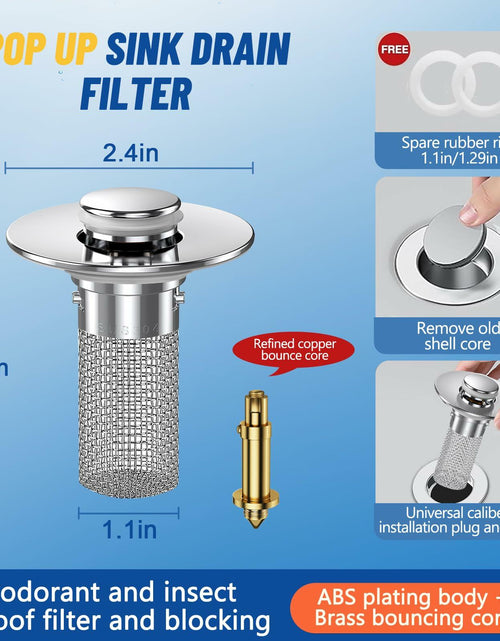 Load image into Gallery viewer, Vakabiu Bathroom Sink Drain Strainer Hair Catcher Stainless Steel 2PCS
