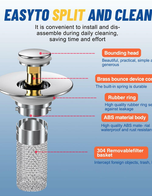 Load image into Gallery viewer, Vakabiu Bathroom Sink Drain Strainer Hair Catcher Stainless Steel 2PCS

