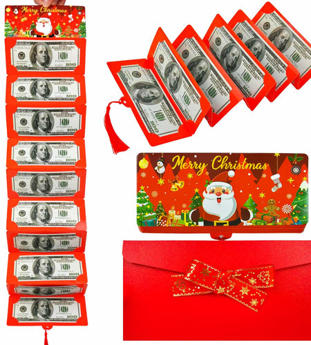 EASTVIO Christmas Cash Gift Envelopes Red 10 Slots Money Holder