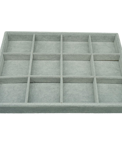 Load image into Gallery viewer, AIRZSNRY Large Velvet Jewelry Tray Drawer Organizer 12 Grid Grey
