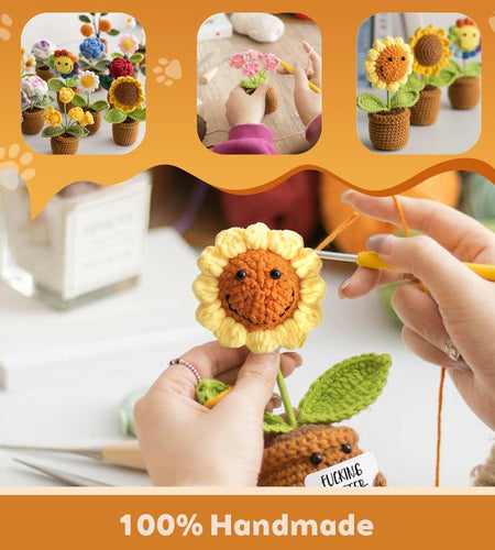 ZCLOMOLC Happy Retirement Gifts Sunflower Crochet Doll Decoration Yellow