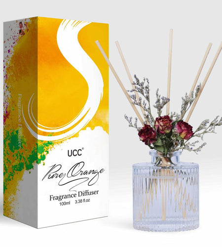 UCC Reed Diffuser Set 3.38oz Pure Orange Scented Glass Home Fragrance