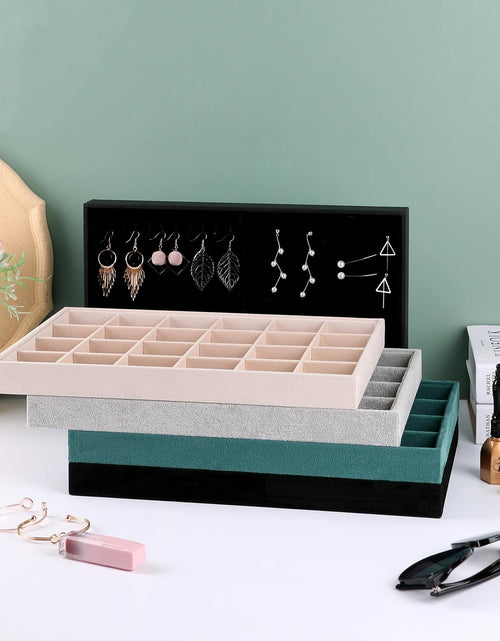 Load image into Gallery viewer, AIRZSNRY Large Velvet Jewelry Tray Drawer Organizer 12 Grid Grey
