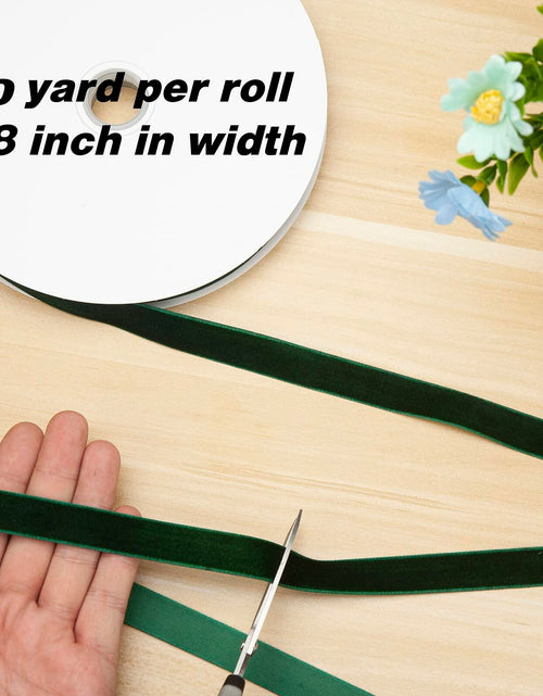 Load image into Gallery viewer, Coowayze Dark Green Velvet Ribbon 1 Inch x 10 Yd Vintage Christmas Crafting
