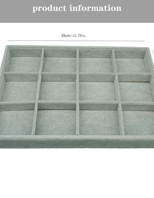 Load image into Gallery viewer, AIRZSNRY Large Velvet Jewelry Tray Drawer Organizer 12 Grid Grey
