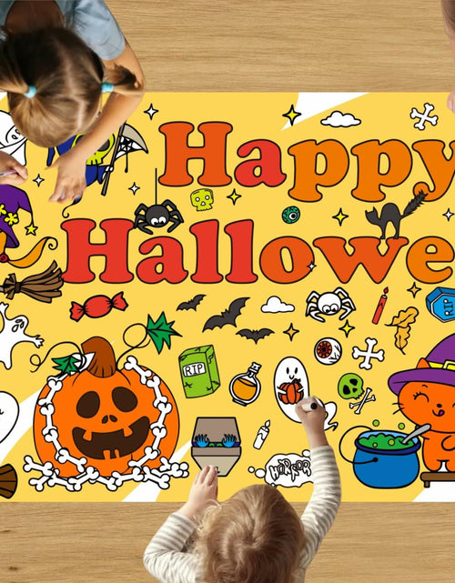 Load image into Gallery viewer, Artlunar Halloween Giant Coloring Poster Witch Ghost Bat Orange 31x72 Inch
