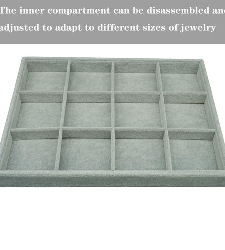 AIRZSNRY Large Velvet Jewelry Tray Drawer Organizer 12 Grid Grey