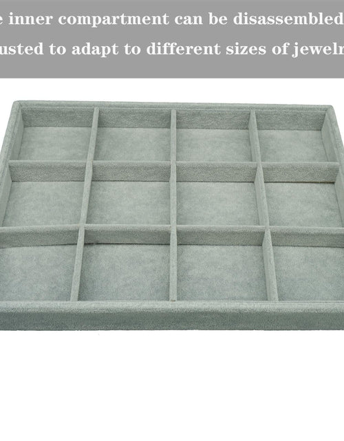 Load image into Gallery viewer, AIRZSNRY Large Velvet Jewelry Tray Drawer Organizer 12 Grid Grey
