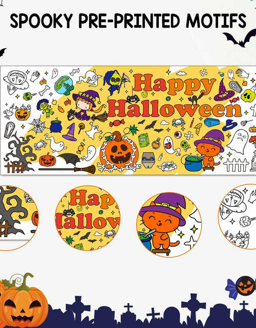 Load image into Gallery viewer, Artlunar Halloween Giant Coloring Poster Witch Ghost Bat Orange 31x72 Inch
