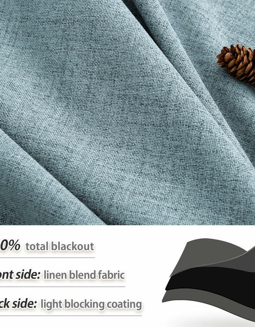 Load image into Gallery viewer, PANGSINNE 63in Blackout Linen Curtains 2 Panels Dusty Blue 52x63in

