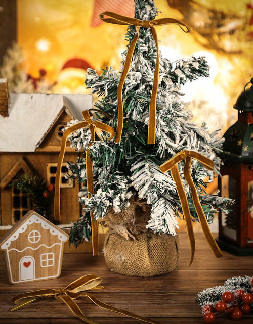 Load image into Gallery viewer, Glitinsel Khaki Velvet Bows Christmas Tree Ornaments 24 Pcs 5x7in
