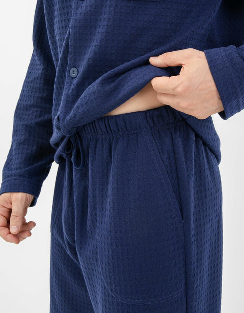 Load image into Gallery viewer, DAVID ARCHY Mens Waffle Pajamas Set Notched Collar Winter Sleepwear Blue XXL
