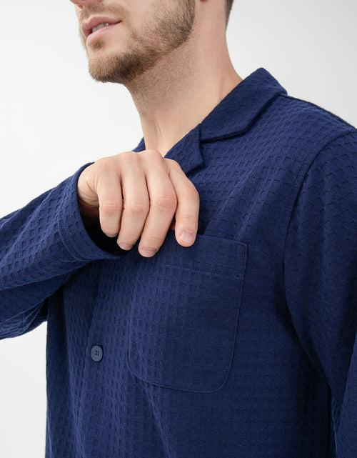 Load image into Gallery viewer, DAVID ARCHY Mens Waffle Pajamas Set Notched Collar Winter Sleepwear Blue XXL
