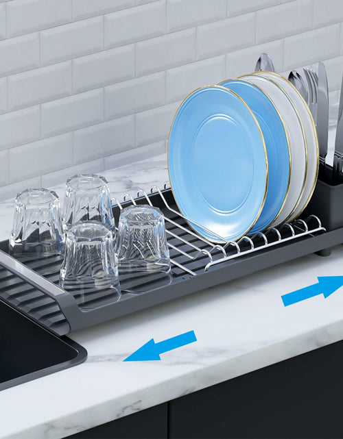 Load image into Gallery viewer, TOOCA BEAR Expandable Small Dish Drying Rack with Cutlery Holder Gray
