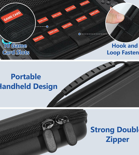 MIXPOET Switch 2 Carrying Case 10 Game Card Slots Portable Pouch Black