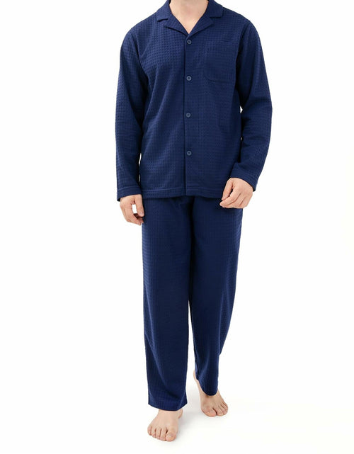 Load image into Gallery viewer, DAVID ARCHY Mens Waffle Pajamas Set Notched Collar Winter Sleepwear Blue XXL
