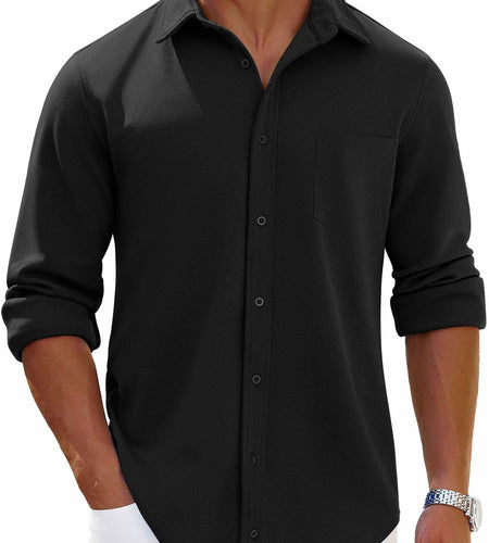COOFANDY Men's Button Down Shirt Long Sleeve Pocket White Size XXL
