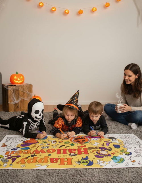 Load image into Gallery viewer, Artlunar Halloween Giant Coloring Poster Witch Ghost Bat Orange 31x72 Inch
