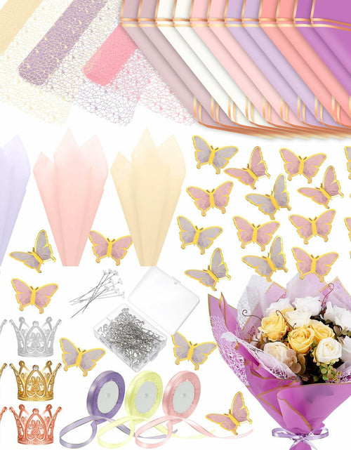 Load image into Gallery viewer, Qilery 334 Pc Flower Wrapping Paper Set Waterproof Floral Butterfly Fresh Color
