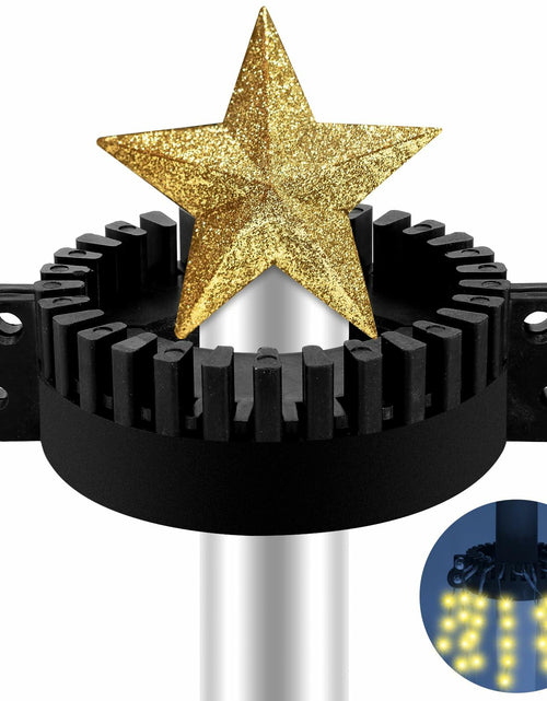Load image into Gallery viewer, Menkxi Christmas Tree Flag Pole Mega Topper Light Hook Gold 7x5x1.75 Inch
