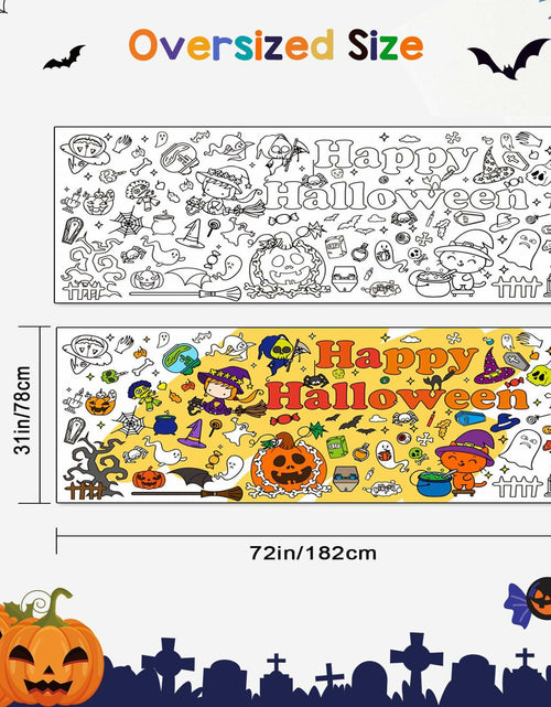 Load image into Gallery viewer, Artlunar Halloween Giant Coloring Poster Witch Ghost Bat Orange 31x72 Inch
