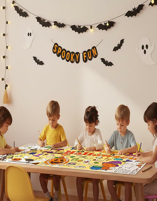 Load image into Gallery viewer, Artlunar Halloween Giant Coloring Poster Witch Ghost Bat Orange 31x72 Inch
