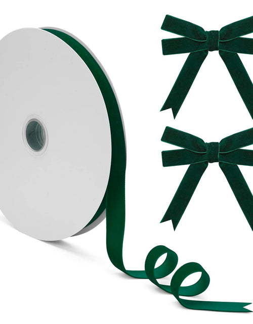 Load image into Gallery viewer, Coowayze Dark Green Velvet Ribbon 1 Inch x 10 Yd Vintage Christmas Crafting
