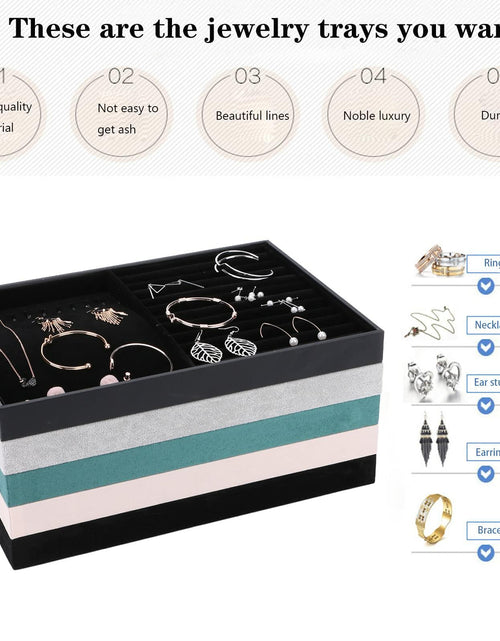 Load image into Gallery viewer, AIRZSNRY Large Velvet Jewelry Tray Drawer Organizer 12 Grid Grey
