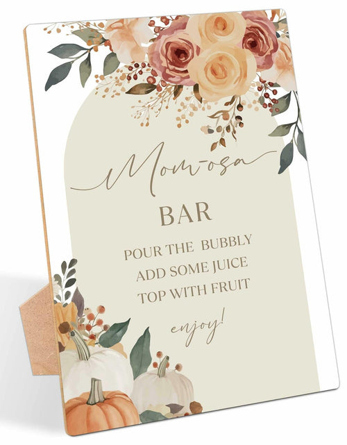 Load image into Gallery viewer, Serach Pumpkin Baby Shower Table Sign Wooden Stand Fall Floral YD21
