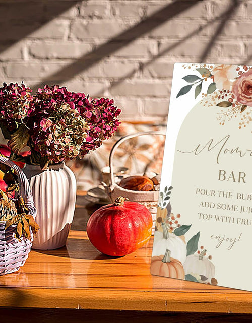 Load image into Gallery viewer, Serach Pumpkin Baby Shower Table Sign Wooden Stand Fall Floral YD21
