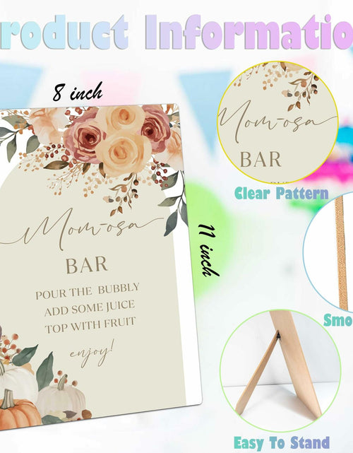 Load image into Gallery viewer, Serach Pumpkin Baby Shower Table Sign Wooden Stand Fall Floral YD21
