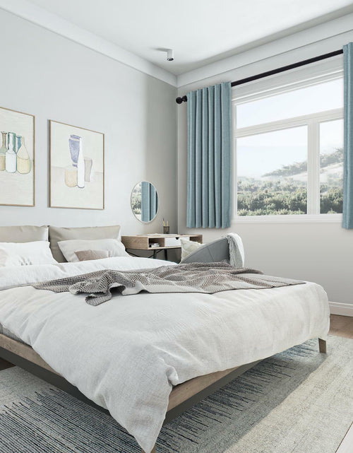 Load image into Gallery viewer, PANGSINNE 63in Blackout Linen Curtains 2 Panels Dusty Blue 52x63in
